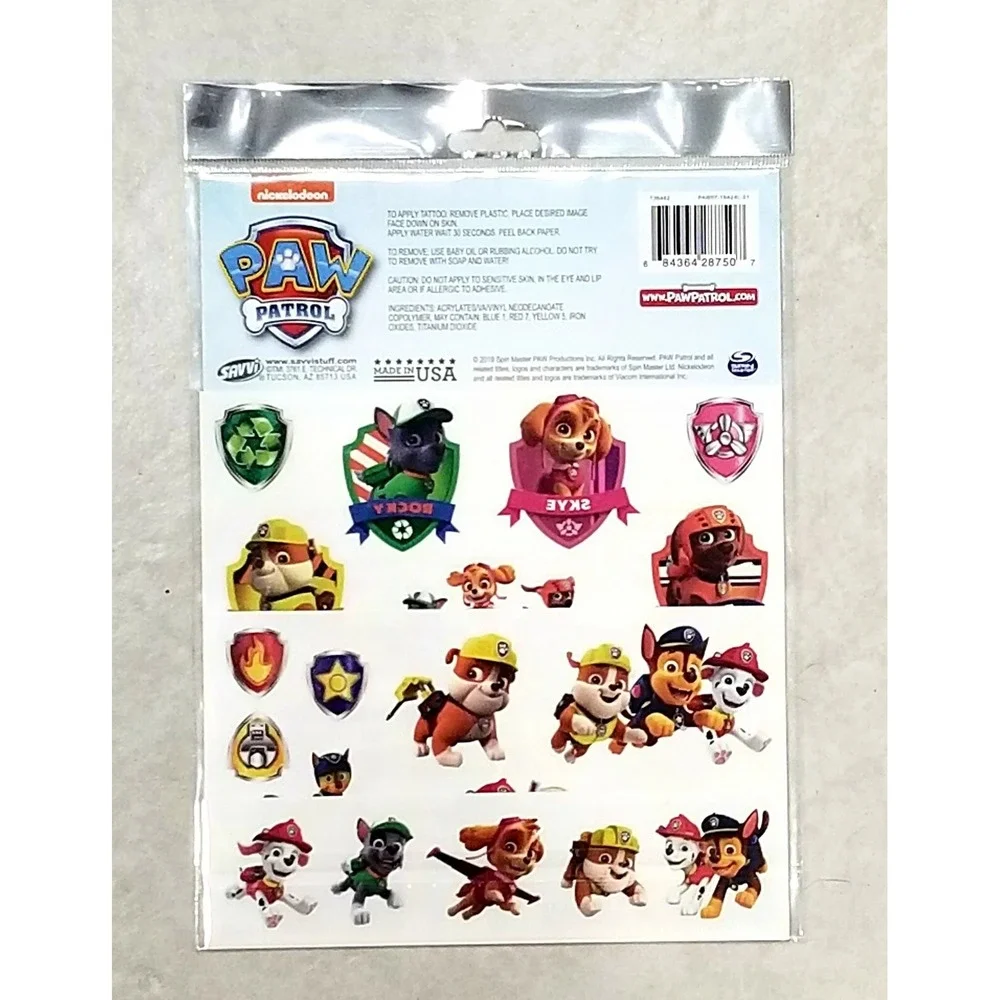Paw Patrol Temporary Tattoos 25 Count Party Favors Gift Present Fun Dogs